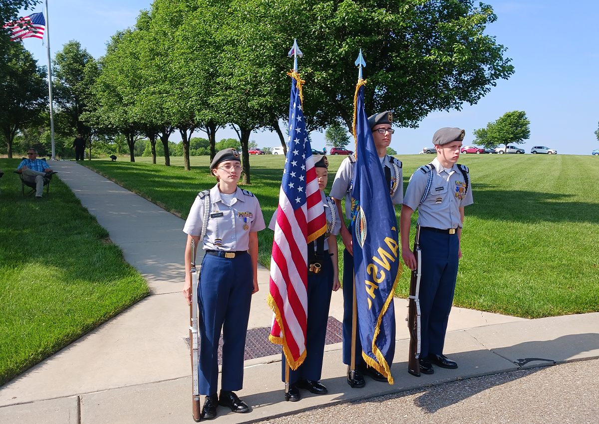 Junction City High School Cadets Present Colors for Memorial Day