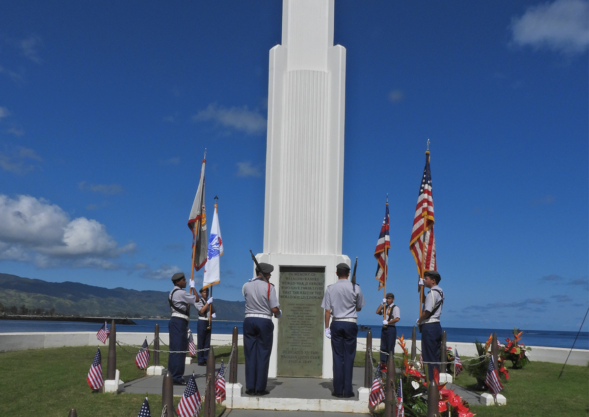 Mililani Army JROTC participates with the Memorial Day Observance at the War Memorial in Historic Hale'iwa.