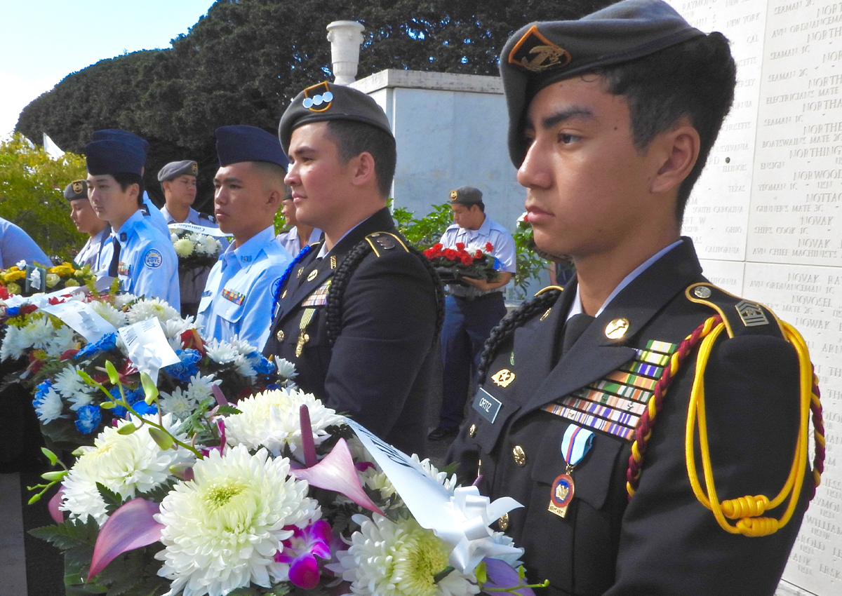JROTC Cadets participate at the National Memorial Cemetery of the Pacific, Honolulu, Hawaii on 29 May 2023