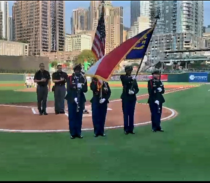 Phillip O. Berry Academy of Technology Performs Color Guard During Charlotte Knights Baseball Game