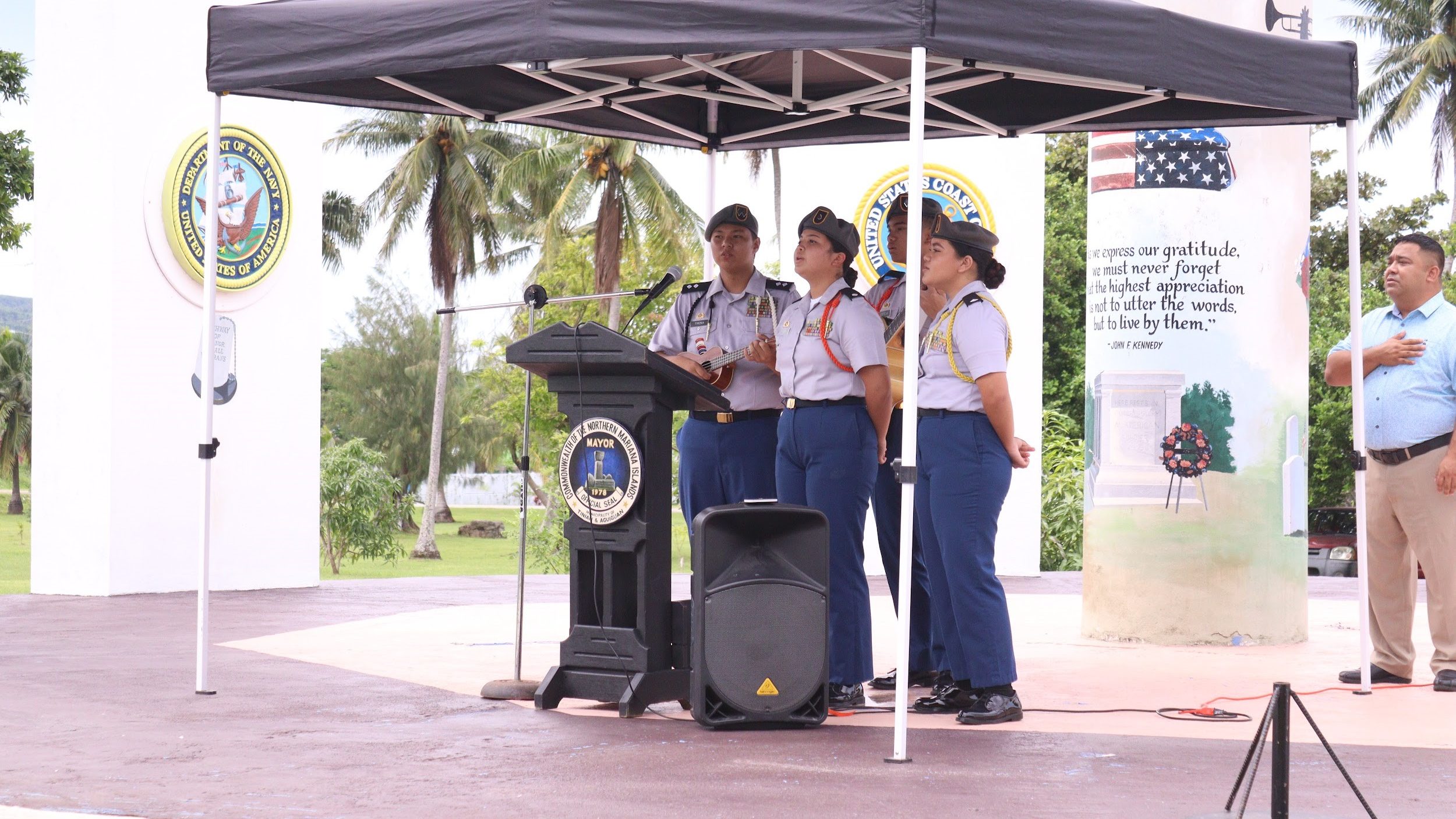 JROTC Cadets Takes Lead in the National Anthem/CNMI Hymn