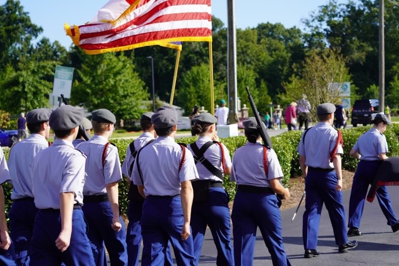 Butler HS Bulldog Battalion marching in Matthews, NC Labor Day Parade