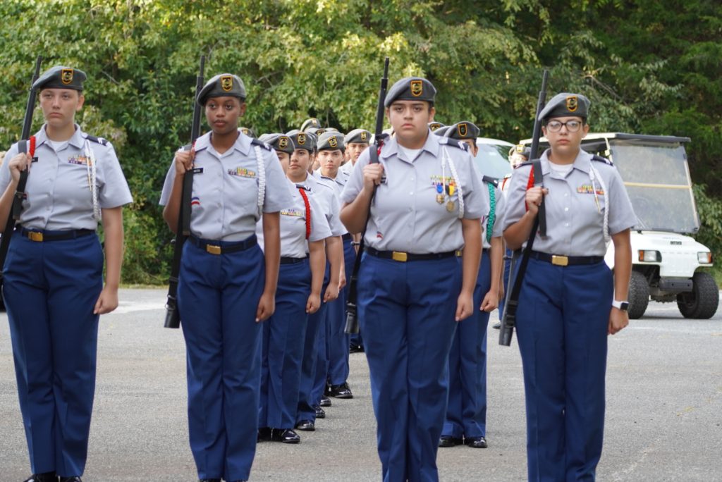 Butler JROTC Flag Detail preparing to take the field