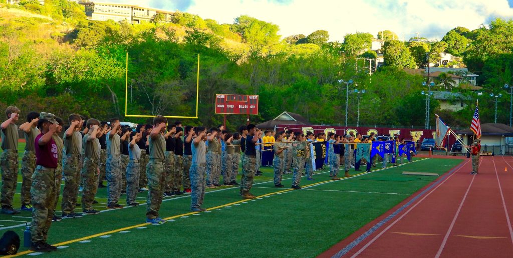 JROTC Units consisting of Army, Air Force, Navy, and USMC during Opening Ceremony