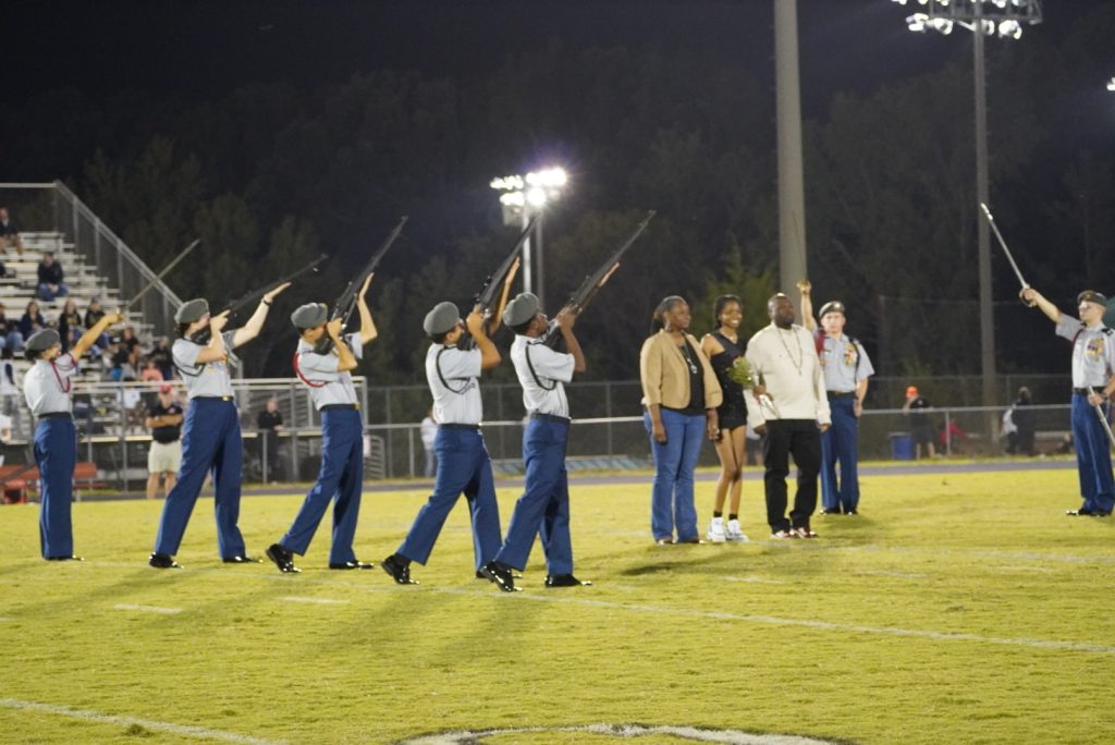 Homecoming Court presentation with JROTC Honor Guard