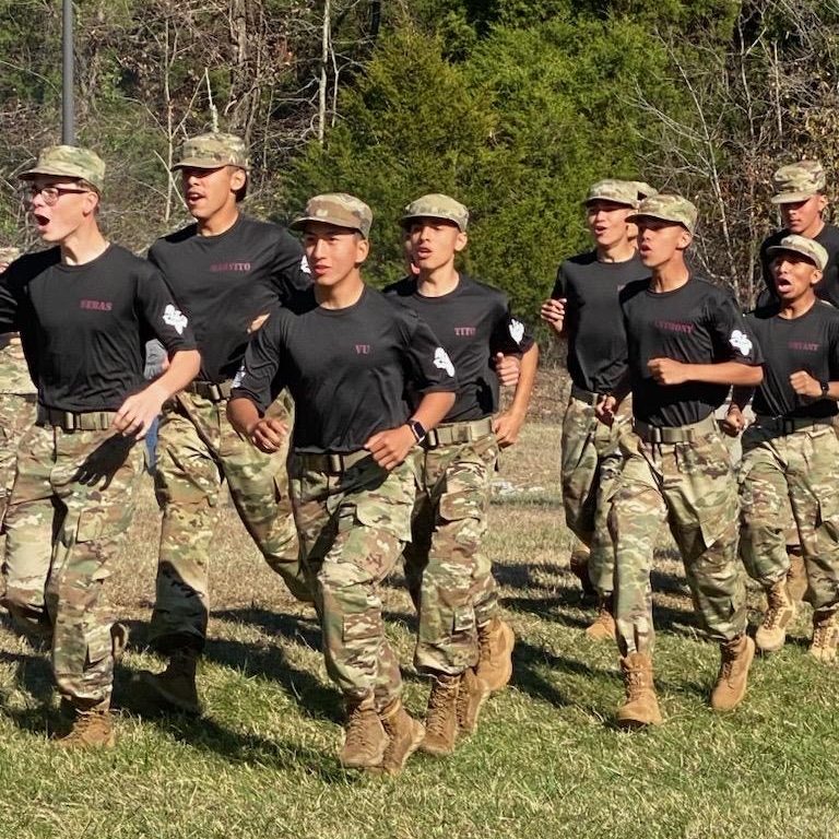 The Olympic High School JROTC Raider Team being introduced at the USACC JROTC Raider National Championship.