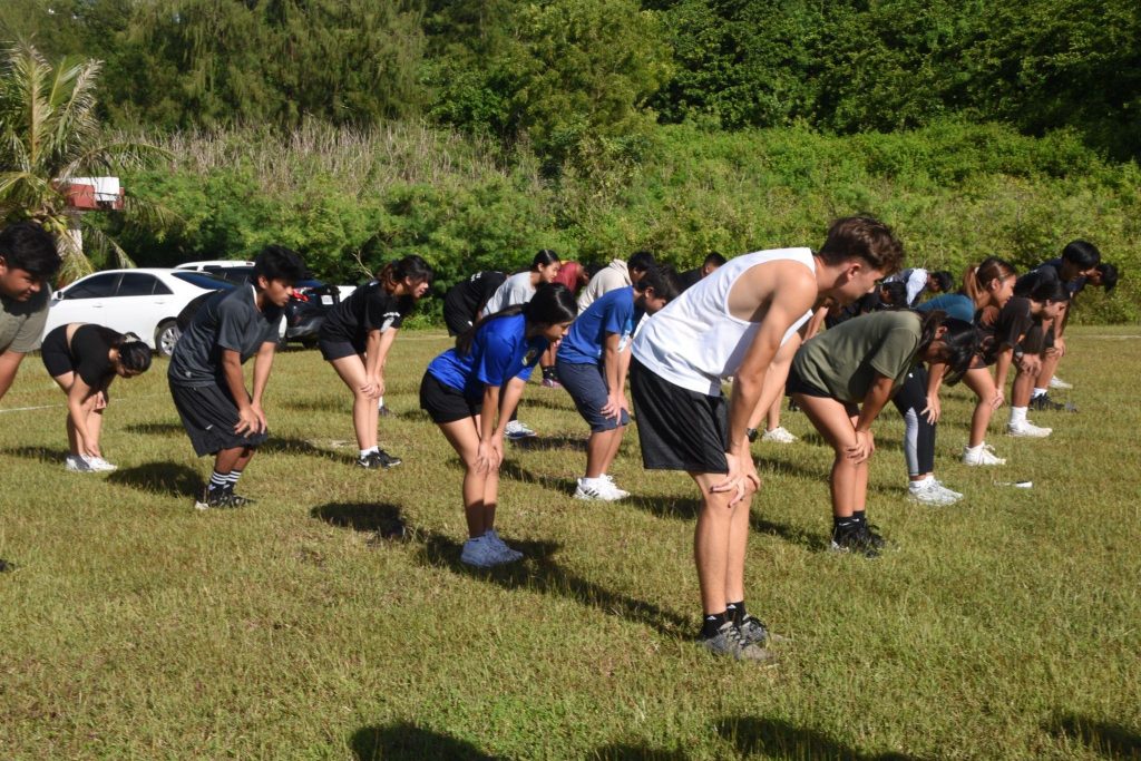 The Stallion Battalion Cadets performing rotation exercises before the Cadet
Challenge Event.