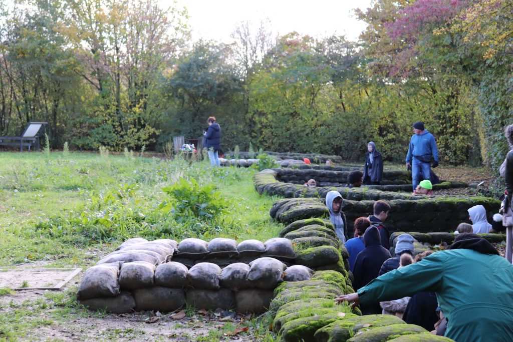 Cadets exploring the Yorkshire Trench in Ypres, Belgium