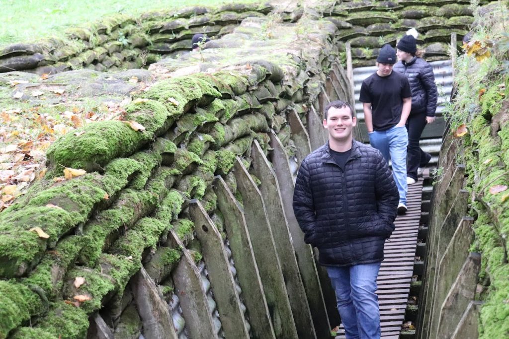 Cadets exploring the Yorkshire Trench in Ypres, Belgium.