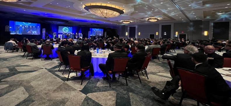The banquet hall was at was at max capacity for the awards ceremony.