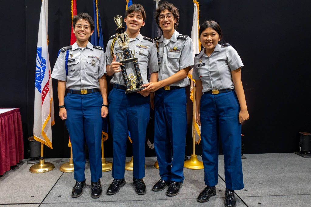 The Army JROTC Academic Team from Punahou School celebrates their second place finish in the Army Academic Bowl on June 24 in Washington. After two days of competition, the top JROTC teams representing the Army, Navy, Air Force, and Marine Corps met on a national stage to determine a champion in a Jeopardy-style competition. | U.S. Army photo by Sarah Windmueller