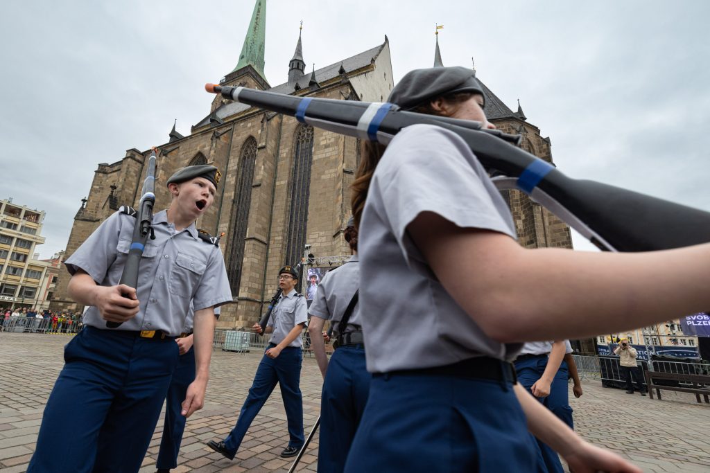 Photo Name: Ansbach P11
Names: Ansbach Middle High School 9th JROTC Cadets
Caption: Ansbach JROTC Cadets perform drill routine at Liberation Festival 2024