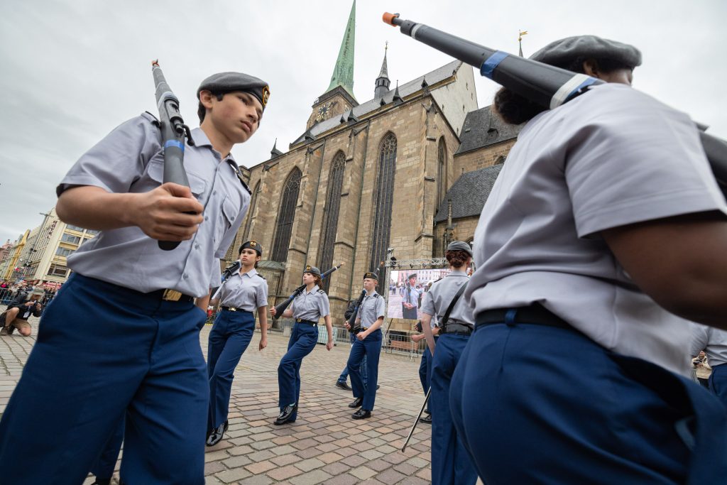 Vilseck JROTC Cadets perform drill routine at Liberation Festival 2024