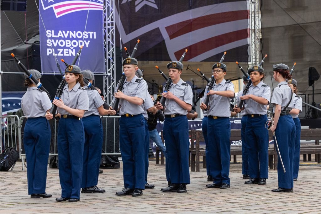 Photo Name: Ansbach P8
Names: Ansbach Middle High School 9th JROTC Cadets
Caption: Ansbach JROTC Cadets perform drill routine at Liberation Festival 2024