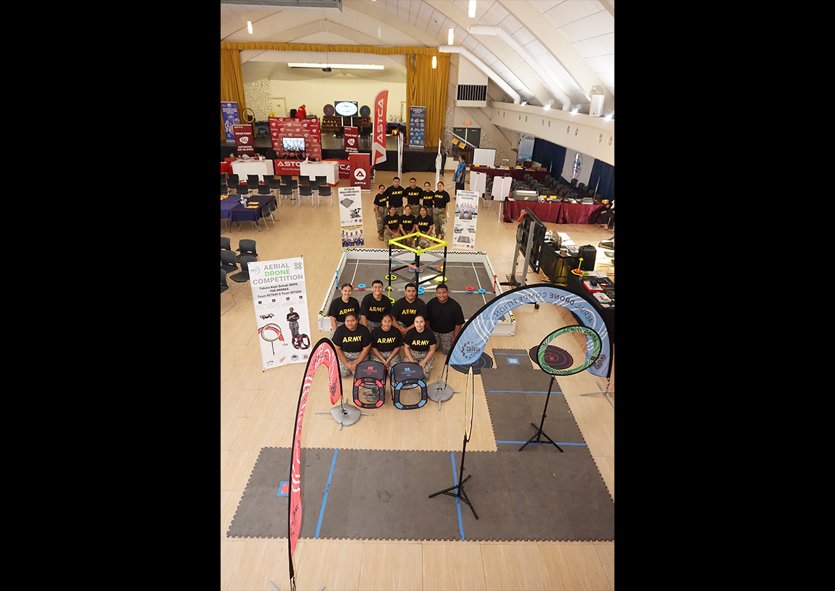 TOA Robotics Teams Standing(L-R): Grace Ma-Wong, Emanuele Ah Vui, Francis Ah Vui, Filiga Tufa, Ladenia Lavatai Kneeling(L-R): Kathrina Leitu, Joyce Nunu, Matagiaila Filoialii
