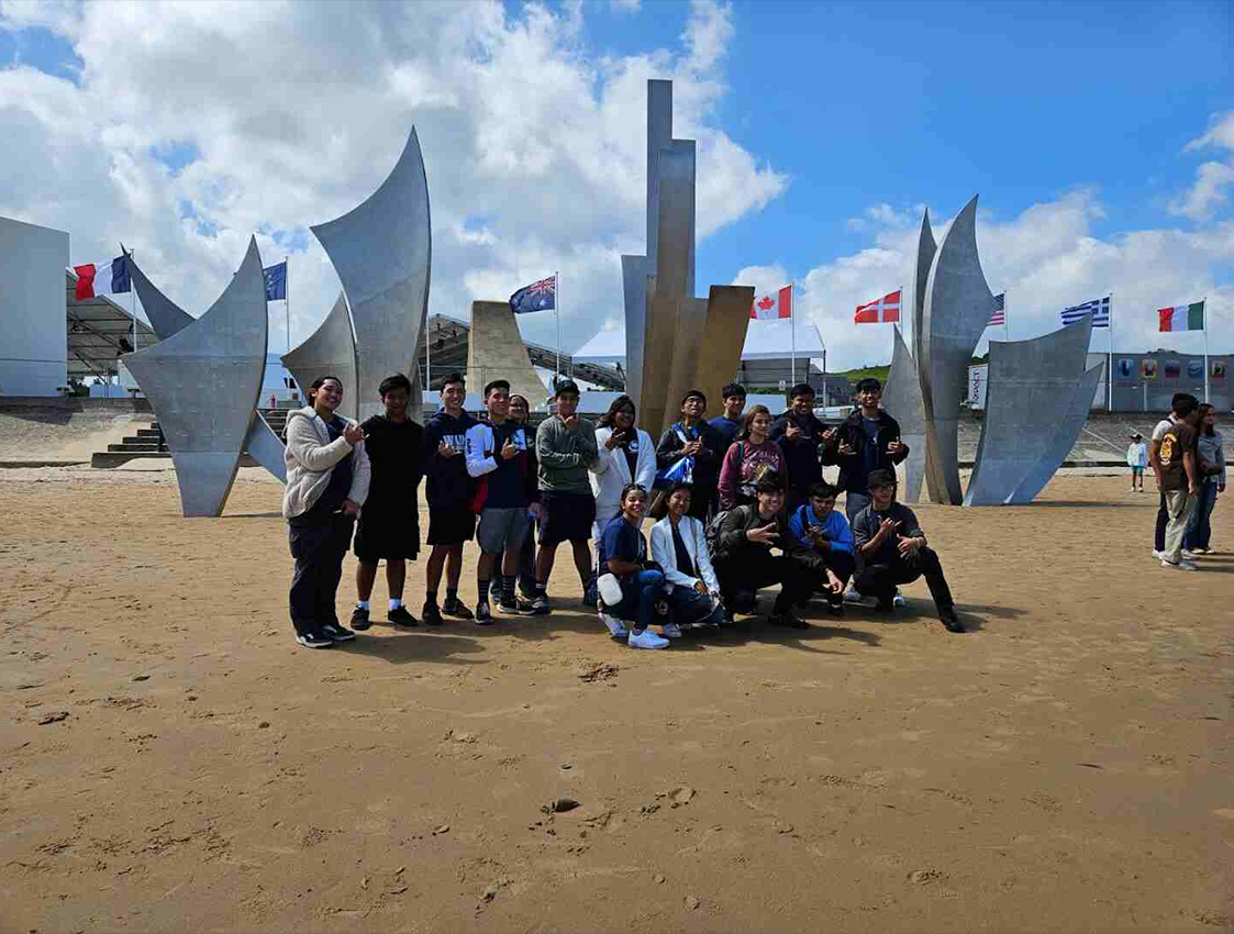 Waimea High School Cadets on the Beach in Normandy, France