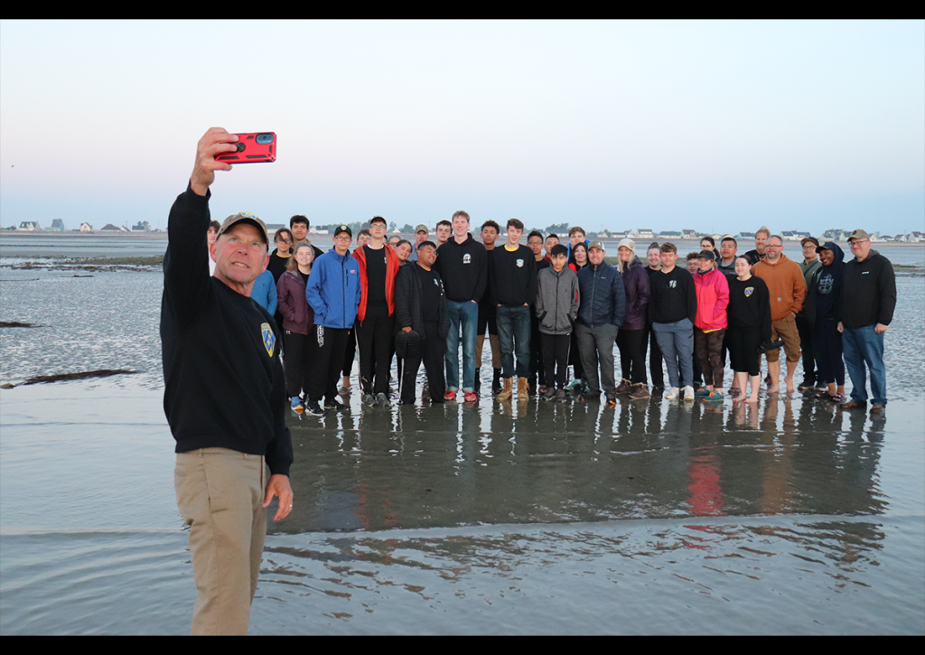 Warrior Cadets in low tide waterline at Utah Beach. (Photo taken by SGM (Ret) Allen Ashton)