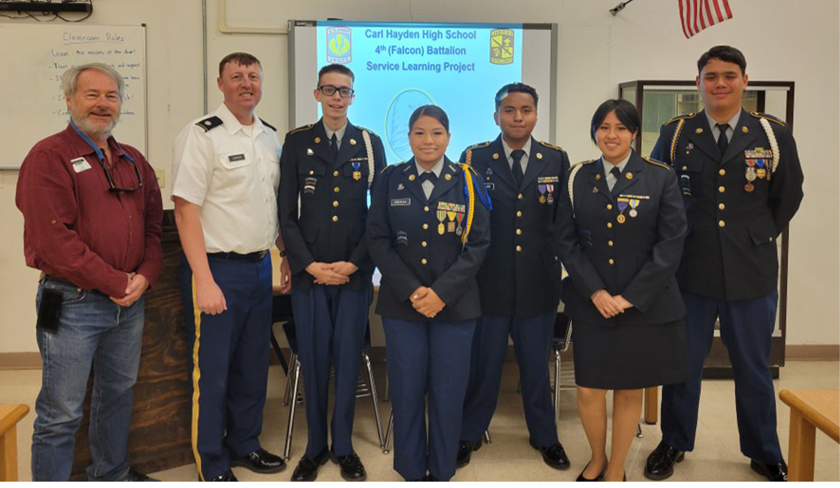 L-R: Dr Bruce McHenry, LTC Timothy Johnson, Kellen Swirsky, Maria Gonzalez, Miguel Roblero, Jennifer Munguia, Antonio Montijo.