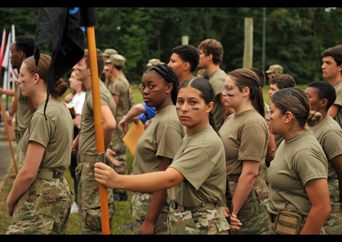 Cadets from Person High School JROTC pose as they wait for the start of the 5K run during the Person High School Inaugural Raider Challenge, September 14, 2024, in Roxboro, NC. (Photo by LTC (ret.) Allen Hill, SAI, PHS JROTC)