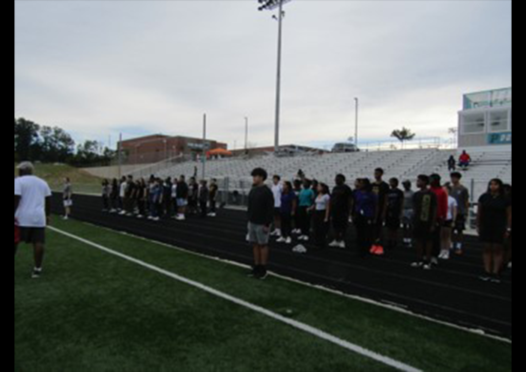 Whole battalion in the beginning formation for the day