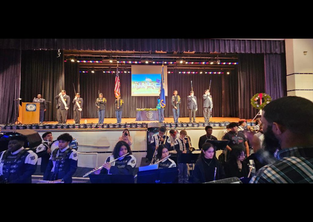 Hillhouse JROTC and the Knights of Columbus combined color guard