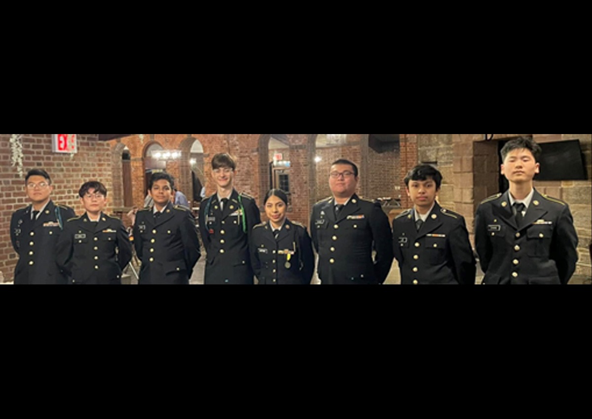 Fort Hamilton Cadets pictured left to right Tristan Lee, Kevin Zhang, Vincent Zou, Janeth Martinez, Aron Szegenyak, Hasnat Anwar, Gavin Gao, Kaihua Lu, Bingfeng Chen, Angell Martinez