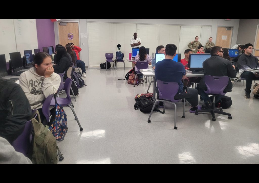 Student in the classroom taking the asvab