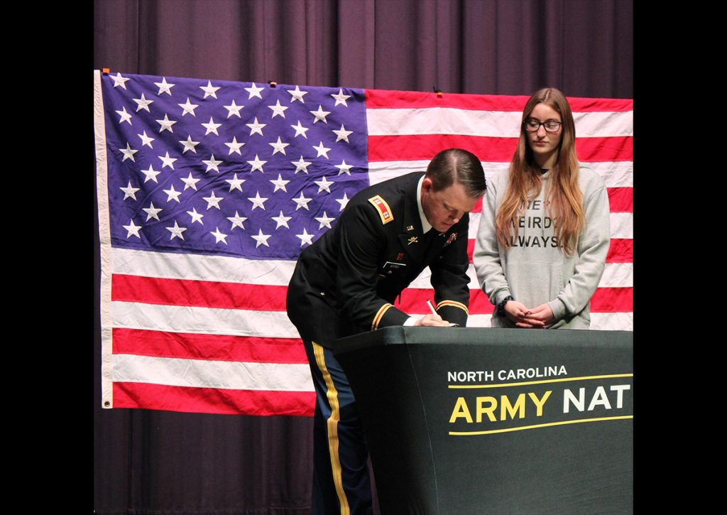 Cadet Aneeka Reedy and CPT Cody Byrd, 3 April 2025 at Martin County High School Auditorium, Enlistment Ceremony
