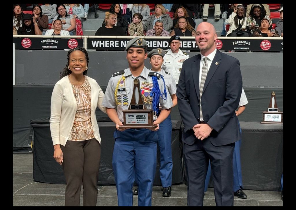 Our Battalion Commander is pictured with Dr.Hill and our Principal Dr. Thompson