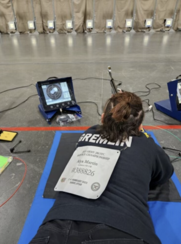 Lebanon High School Cadet Alyx Martin in prone position for sporter